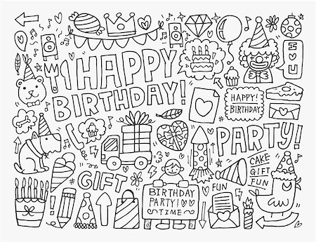 Doodle Birthday party background Stock Photo - Budget Royalty-Free & Subscription, Code: 400-07568755