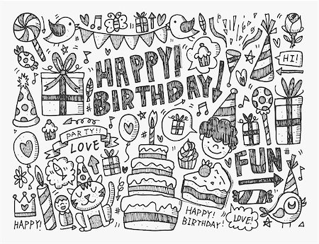 Doodle Birthday party background Stock Photo - Budget Royalty-Free & Subscription, Code: 400-07568759