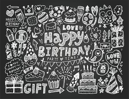 Doodle Birthday party background Stock Photo - Budget Royalty-Free & Subscription, Code: 400-07568766