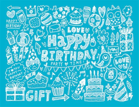 Doodle Birthday party background Stock Photo - Budget Royalty-Free & Subscription, Code: 400-07568767