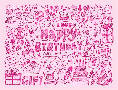 simsearch:400-07290680,k - Doodle Birthday party background Stock Photo - Budget Royalty-Free & Subscription, Code: 400-07568768