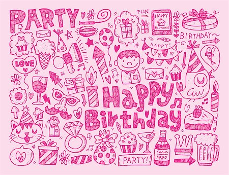 simsearch:400-07290680,k - Doodle Birthday party background Stock Photo - Budget Royalty-Free & Subscription, Code: 400-07568769