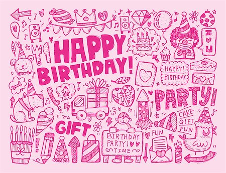 Doodle Birthday party background Stock Photo - Budget Royalty-Free & Subscription, Code: 400-07568761