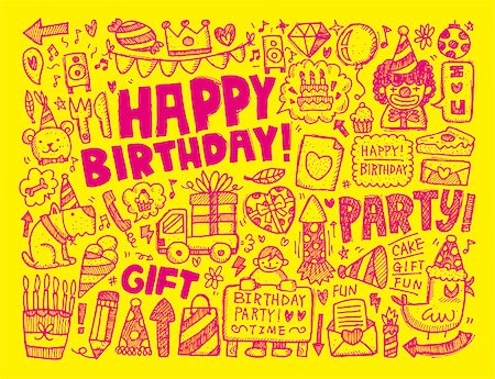 simsearch:400-07290680,k - Doodle Birthday party background Stock Photo - Budget Royalty-Free & Subscription, Code: 400-07568762