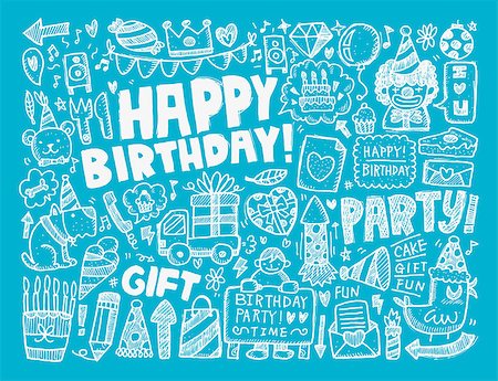 simsearch:400-07290680,k - Doodle Birthday party background Stock Photo - Budget Royalty-Free & Subscription, Code: 400-07568763