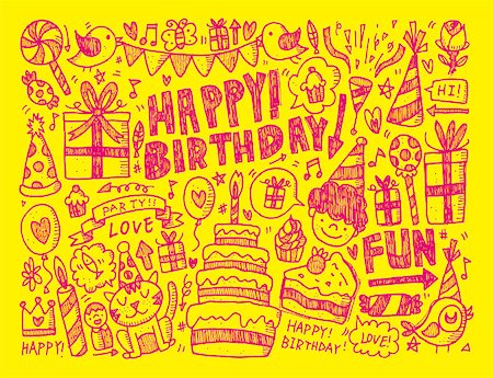 simsearch:400-07290680,k - Doodle Birthday party background Stock Photo - Budget Royalty-Free & Subscription, Code: 400-07568774