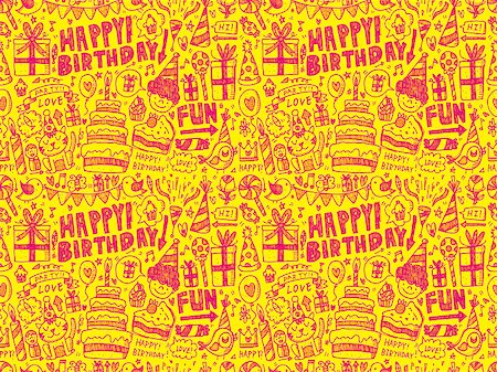 Seamless Doodle Birthday party pattern background Stock Photo - Budget Royalty-Free & Subscription, Code: 400-07568777