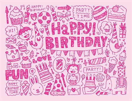 Doodle Birthday party background Stock Photo - Budget Royalty-Free & Subscription, Code: 400-07568778