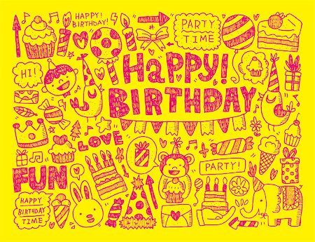 Doodle Birthday party background Stock Photo - Budget Royalty-Free & Subscription, Code: 400-07568779