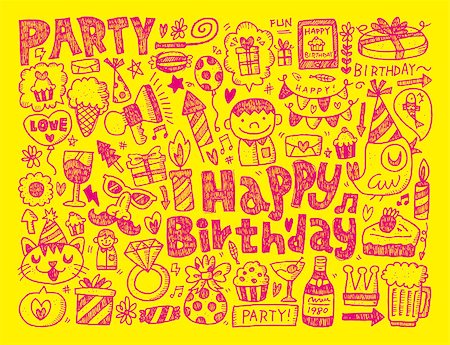 simsearch:400-07290680,k - Doodle Birthday party background Stock Photo - Budget Royalty-Free & Subscription, Code: 400-07568770