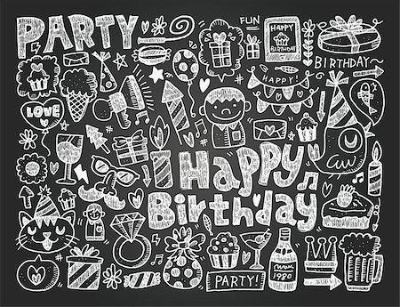 Doodle Birthday party background Stock Photo - Budget Royalty-Free & Subscription, Code: 400-07568772