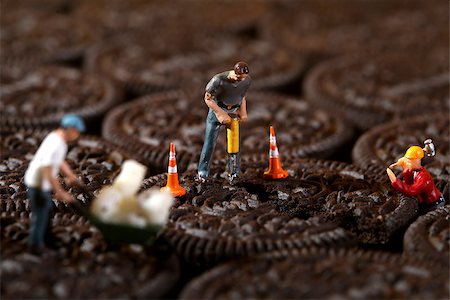 Miniature Construction Workers in Conceptual Imagery With Cookies Stock Photo - Budget Royalty-Free & Subscription, Code: 400-07568884