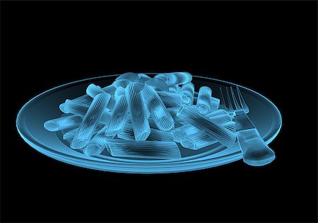 Fast food pasta x-ray blue transparent isolated on black Foto de stock - Super Valor sin royalties y Suscripción, Código: 400-07569026