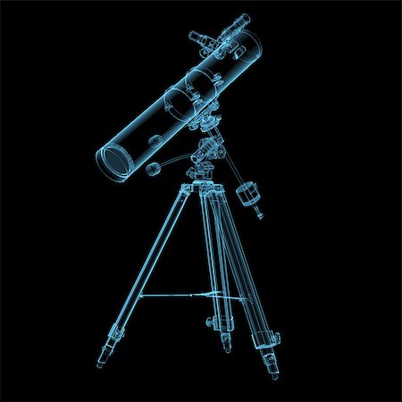 simsearch:400-08374698,k - Astronomical telescope x-ray blue transparent isolated on black Stock Photo - Budget Royalty-Free & Subscription, Code: 400-07569032