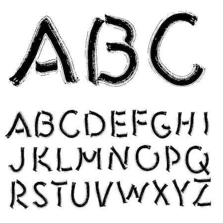 simsearch:400-08401583,k - Hand drawing alphabet illustration set in black ink Photographie de stock - Aubaine LD & Abonnement, Code: 400-07569127