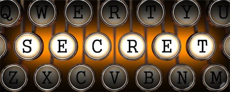 supersecretos - Secret on Old Typewriter's Keys on Orange  Background. Foto de stock - Super Valor sin royalties y Suscripción, Código: 400-07569325