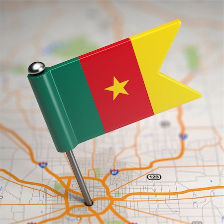 Small Flag Republic of Cameroon on a Map Background with Selective Focus. Stock Photo - Budget Royalty-Free & Subscription, Code: 400-07569343