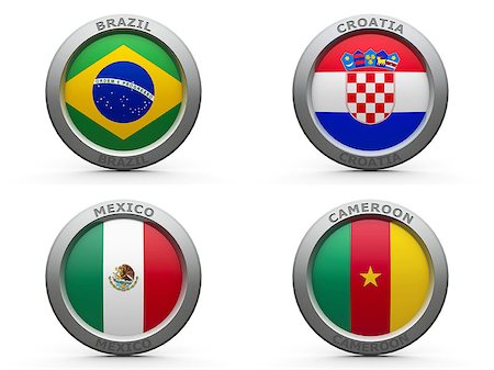 simsearch:400-04155683,k - Emblems - Brazil world cup 2014 group A, three-dimensional rendering Stock Photo - Budget Royalty-Free & Subscription, Code: 400-07569720
