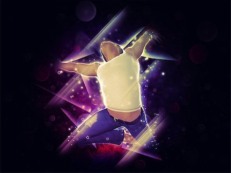 simsearch:400-07481076,k - 3d man jumping on abstract colorful background with lights. Photographie de stock - Aubaine LD & Abonnement, Code: 400-07574121