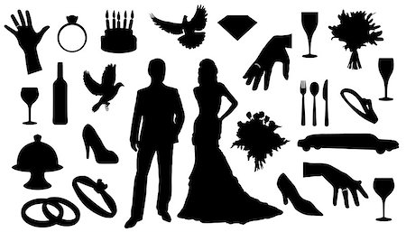 rose in black background images - wedding silhouettes on the white background Stock Photo - Budget Royalty-Free & Subscription, Code: 400-07574219