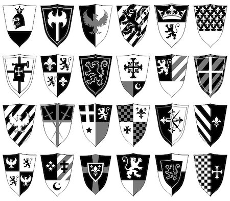 shield sword - set of ornamental heraldic shields, this illustration may be useful as designer work Foto de stock - Super Valor sin royalties y Suscripción, Código: 400-07574223