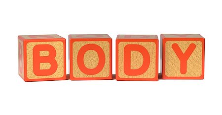 Body on Colored Wooden Childrens Alphabet Block Isolated on White. Stock Photo - Budget Royalty-Free & Subscription, Code: 400-07574351