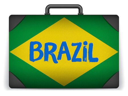 simsearch:400-07498653,k - Vector - Brazil Travel Luggage with Flag for Vacation Foto de stock - Super Valor sin royalties y Suscripción, Código: 400-07574555