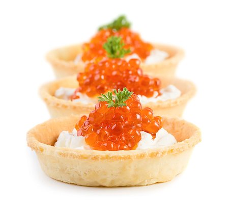 simsearch:400-07572419,k - Three caviar snacks isolated on white background Stock Photo - Budget Royalty-Free & Subscription, Code: 400-07574830