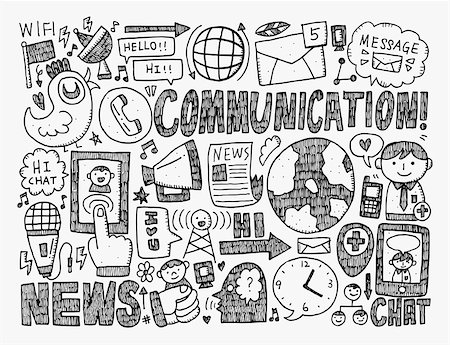 doodle communication background Stock Photo - Budget Royalty-Free & Subscription, Code: 400-07574983