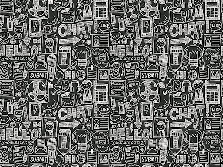 seamless doodle communication pattern Stock Photo - Budget Royalty-Free & Subscription, Code: 400-07574993