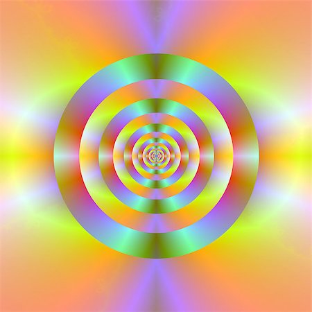 simsearch:400-06067180,k - A digital abstract fractal image with a psychedelic concentric target ring design in orange, yellow, green and lilac. Stock Photo - Budget Royalty-Free & Subscription, Code: 400-07575024