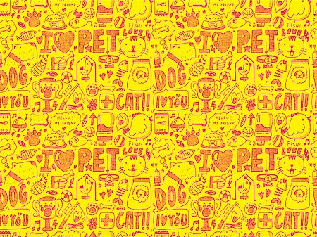 simsearch:400-07626711,k - seamless doodle pet pattern Stock Photo - Budget Royalty-Free & Subscription, Code: 400-07575023