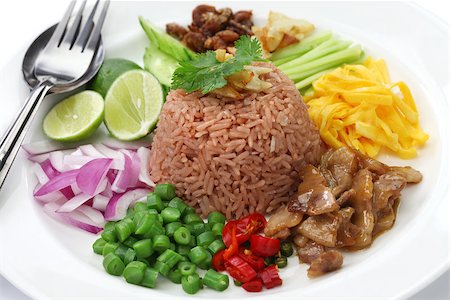 simsearch:400-05350825,k - thai fried rice with fermented shrimp paste, khao kluk kapi Foto de stock - Royalty-Free Super Valor e Assinatura, Número: 400-07575274