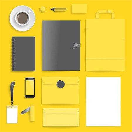 simsearch:400-08257177,k - Corporate identity template on yellow background. Use layer "Print" in vector file to recolor objects. Eps-10 with transparency. Stock Photo - Budget Royalty-Free & Subscription, Code: 400-07575284