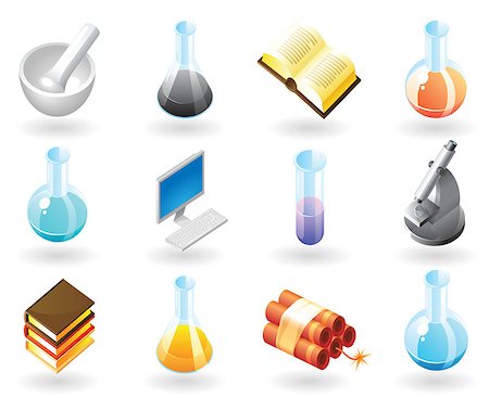 High detailed realistic icons for science, technology and education. Vector illustration. Stock Photo - Budget Royalty-Free & Subscription, Code: 400-07575326