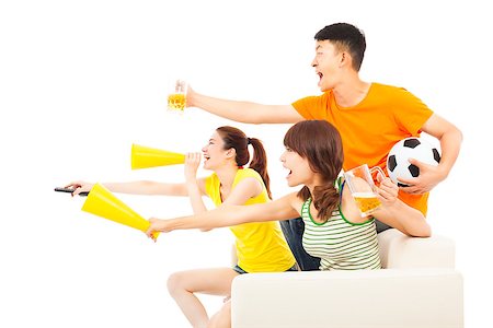 young people so excited to yelling  and while watching soccer game Stock Photo - Budget Royalty-Free & Subscription, Code: 400-07575429