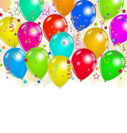 simsearch:400-08157483,k - Illustration set party balloons, confetti with space for text - vector Fotografie stock - Microstock e Abbonamento, Codice: 400-07575542