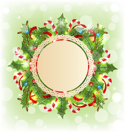 simsearch:400-08113383,k - Illustration Christmas holiday decoration with greeting card - vector Stock Photo - Budget Royalty-Free & Subscription, Code: 400-07575584
