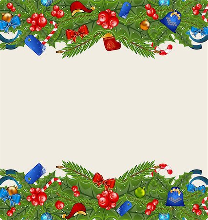 simsearch:400-08113383,k - Illustration Christmas elegance background with holiday decoration - vector Stock Photo - Budget Royalty-Free & Subscription, Code: 400-07575583