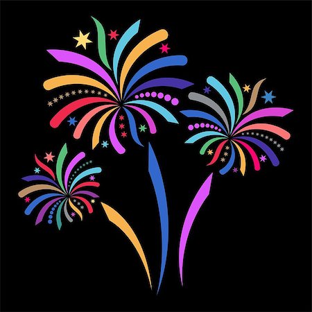 simsearch:400-06736432,k - Beautiful colorful vector firework isolated on black background Foto de stock - Royalty-Free Super Valor e Assinatura, Número: 400-07575635