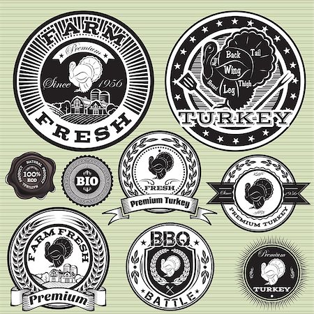 farm fresh sign - vector set of labels and emblem with turkey Stock Photo - Budget Royalty-Free & Subscription, Code: 400-07576018