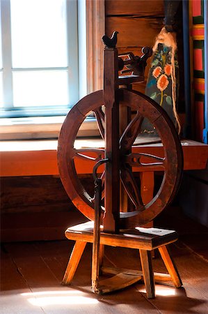 Wooden spinning installation in a cottage Stock Photo - Budget Royalty-Free & Subscription, Code: 400-07576059