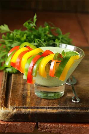 Vegetable appetizer yoghurt dip with bell peppers Stock Photo - Budget Royalty-Free & Subscription, Code: 400-07576170