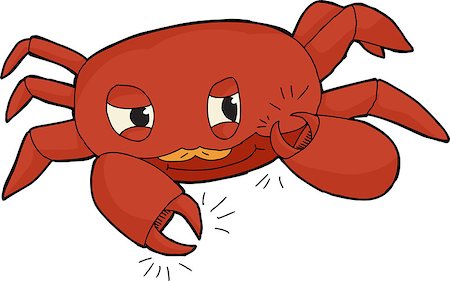 dancing cartoon cutouts - Cute red crab clicking claws on white background Stock Photo - Budget Royalty-Free & Subscription, Code: 400-07576258