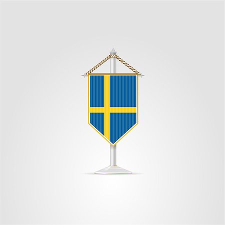riksdag - Pennon with the flag of Sweden. Isolated vector illustration on white. Fotografie stock - Microstock e Abbonamento, Codice: 400-07576446