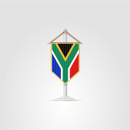 prétoria - Pennon with the flag of Republic of South Africa. Isolated vector illustration on white. Foto de stock - Super Valor sin royalties y Suscripción, Código: 400-07576449