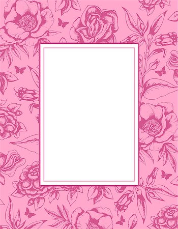 simsearch:400-08132574,k - Decorative  vintage pink  background with frame and flowers Stockbilder - Microstock & Abonnement, Bildnummer: 400-07577454