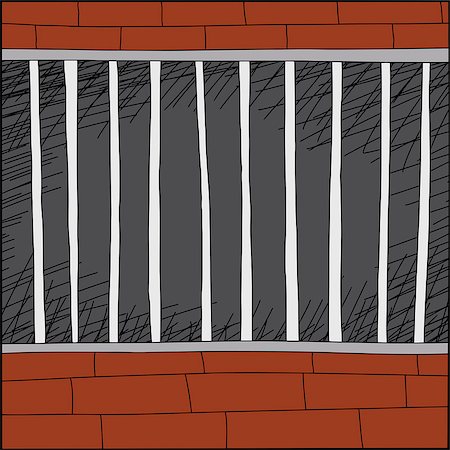 penitentiary - Empty cartoon cage with brick walls and dark background Photographie de stock - Aubaine LD & Abonnement, Code: 400-07577633