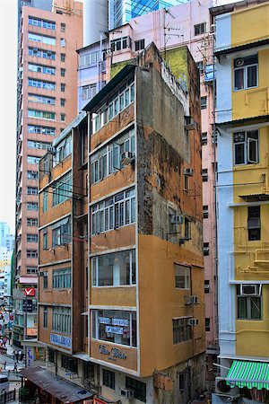 simsearch:400-07820969,k - HONG KONG, CHINA - Central District: old residential building. The city is one of the most populated areas in the world. Stock Photo - Budget Royalty-Free & Subscription, Code: 400-07578408