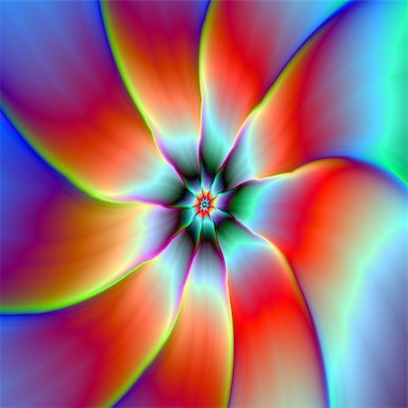 simsearch:400-06067180,k - A digital abstract fractal image with a flower design in red, orange, yellow, blue, purple and turquoise. Stock Photo - Budget Royalty-Free & Subscription, Code: 400-07578483